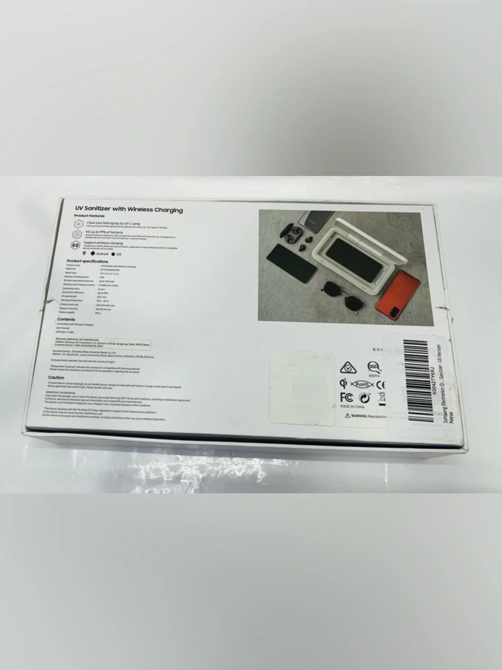 Samsung UV Sanitizer wireless charging Open 📦